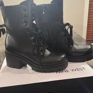 Nine West Black Combat Boots for Women